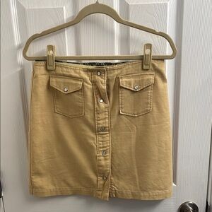 Women's HORNY TOAD Gold Linen/Cotton Pearl Snap Mini Skirt - Sassy - Size 4